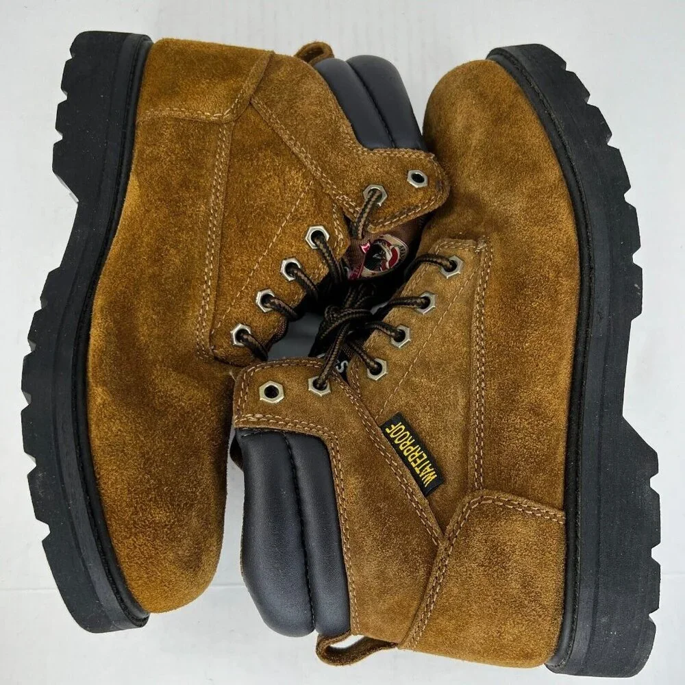 Brahma Mens 28800794 Brown Bravo Waterproof Steel Toe Suede Size 9.5 Work Boots
